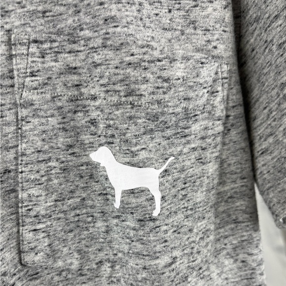 PINK Victoria’s Secret Iconic Dog Logo SS T-Shirt Size S Heathered Gray Black - Picture 7 of 16
